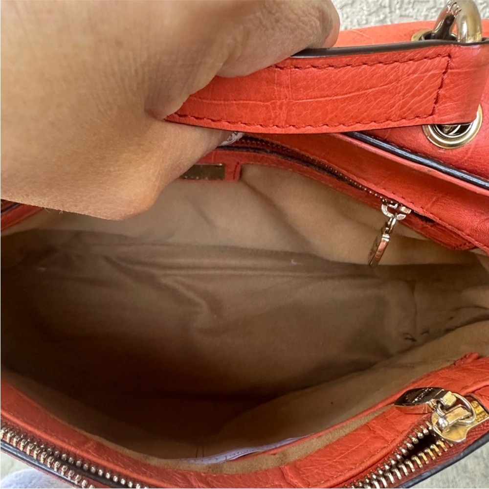 MCM Coral Satchel with Gold Bow Accent - Picture 14 of 15